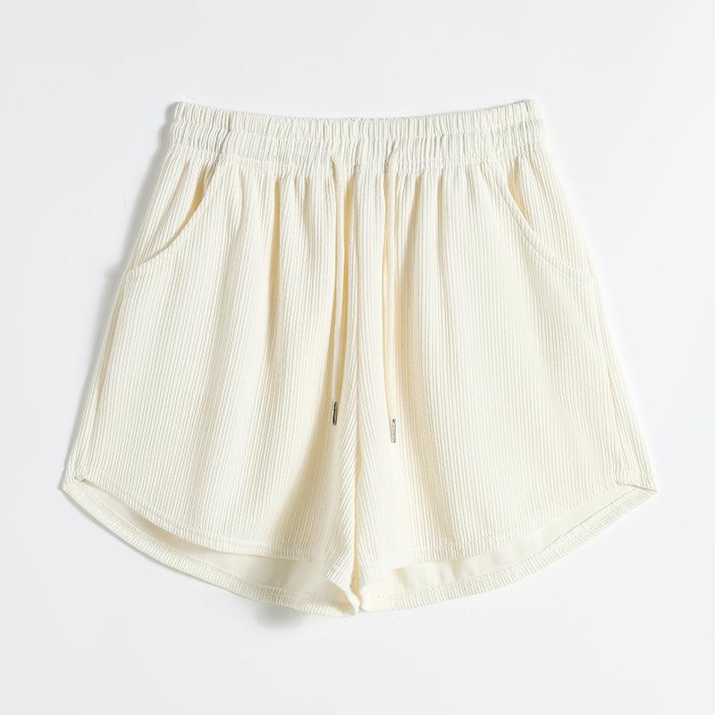 Letnie Cienkie Szorty Fitness do Biegania Damskie Luźne Casualowe Duży Rozmiar Szerokie Nogawki Spodnie z Wysokim Stanem w Linię A Sportowe Szorty Hot Pants