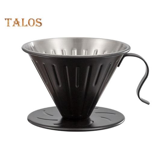Coffee Filter Cone Stainless Steel Hand Drip Pour Over Coffee Funnel with Spiral Ribs Dishwasher Safe V-Shaped Coffee Filter for Most Coffee Makers