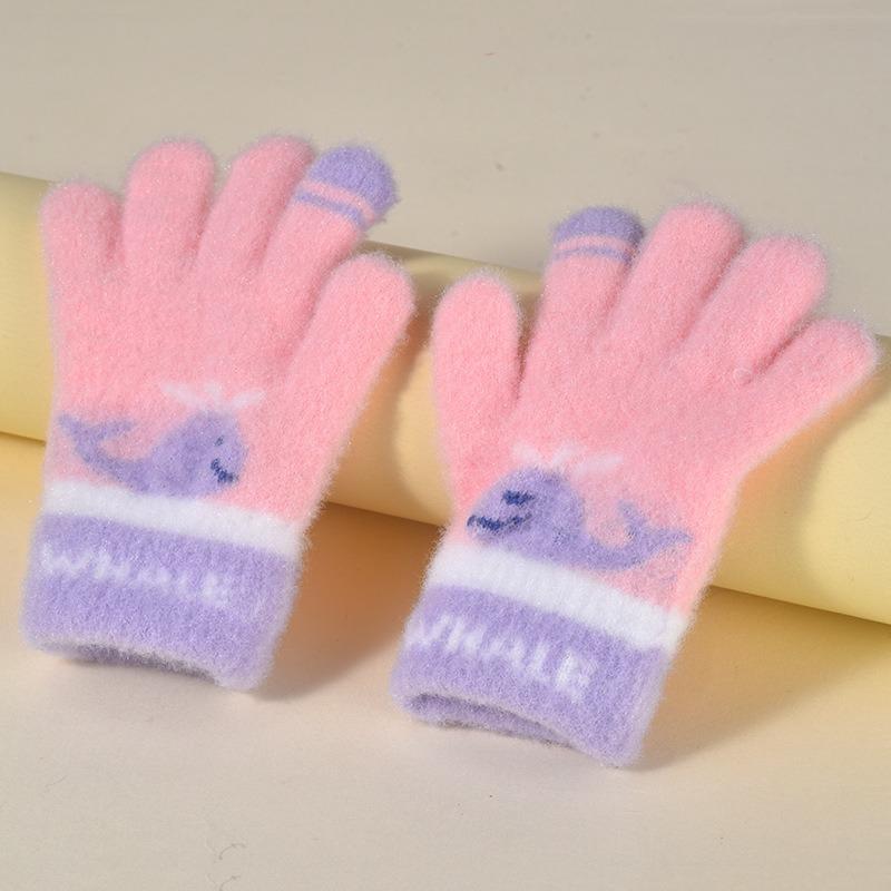 Children's gloves five-finger baby autumn and winter boys and children versatile warm knitted children's gloves winter warm gloves