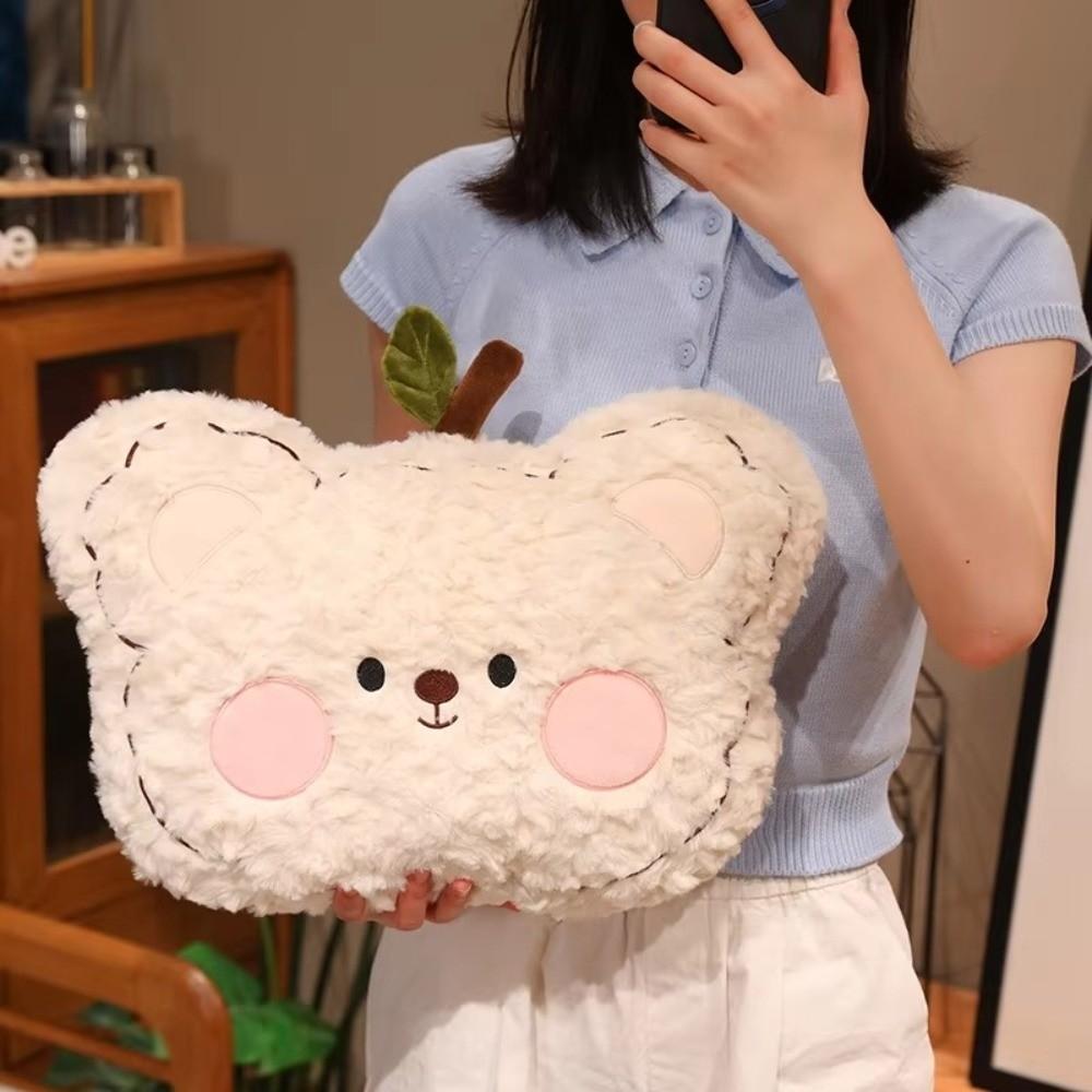 Blush Cheek Bear Plush Pillow Soft Curly Fluff Bear Face Plush Pillow Sofa Cushion Home Decor