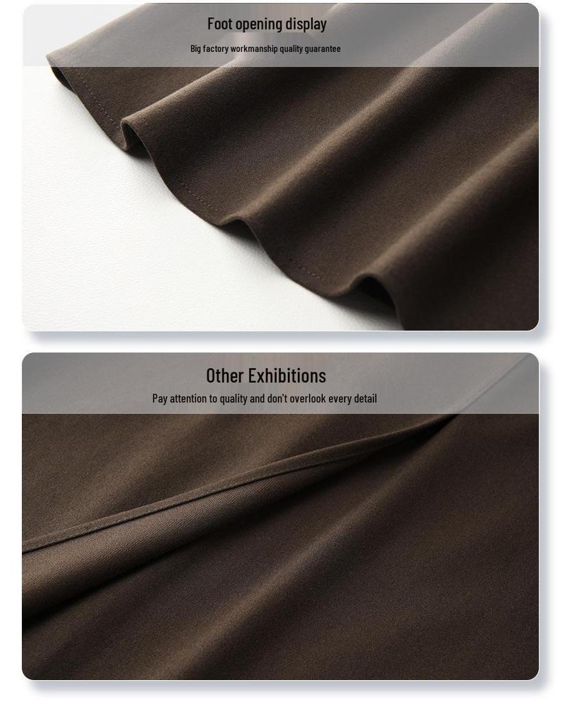 Women's Gray Pleated A-Line Midi Skirt - 2024 Fall/Winter, Elastic Waist, Slimming Fit