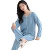 2 Pezzi/Set Pigiama da Donna con Imbottiture al Petto Maniche Lunghe Largo Tinta Unita