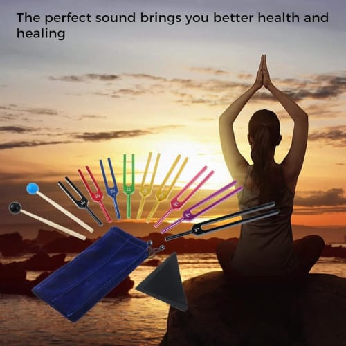 Bskivd Tuning Fork Set, 9 Color Tuning Forks for Chakra Healing, Sound Therapy, and Perfect Harmony of Body, Mind, and Spirit