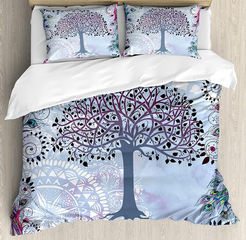 Peacock Bedding Set Peacock Tail Feathers Tropical Exotic A 3pcs Duvet Cover Set Bed Set Quilt Cover Pillow Case Comforter Cover