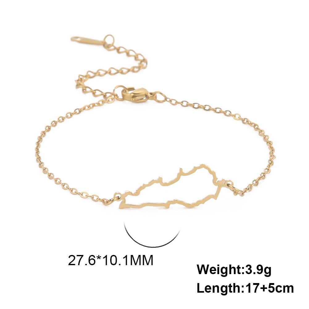 

Teamer Lebanon Map Outline Hollow Charms Bracelet Stainless Steel Gold Color Adjustable Chain For Historical Jewelry New 17-22cm