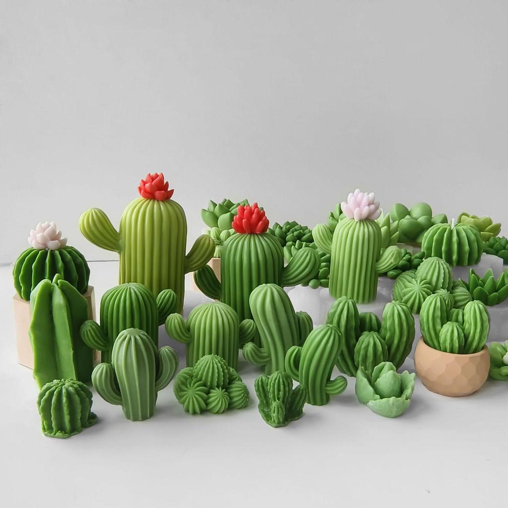 Set di Stampini in Silicone per Candele Succulente e Cactus 3D Kit per Sapone Fatto a Mano, Artigianato in Gesso, Stampo per Colata in Resina Epossidica, Strumenti per la Cottura di Torte