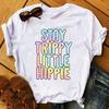 New Women T-Shirt 2023 Good Vibes Letters Fashion Top Female T Shirts Harajuku Streetwear O-Neck Short Clothes Ladies Tshirts
