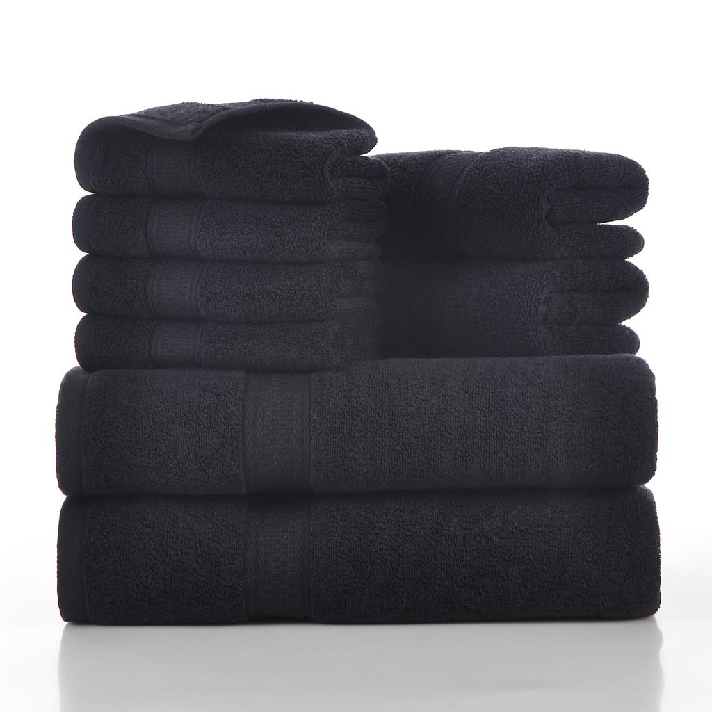 Style, plain cotton towel, eight-piece set of household towels, soft and absorbent.