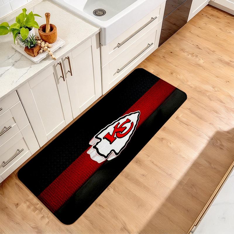 Kansas City Chiefs Flannel Kitchen Mat Christmas Soft Area Rug Non Slip Floor Carpet Home Decoration