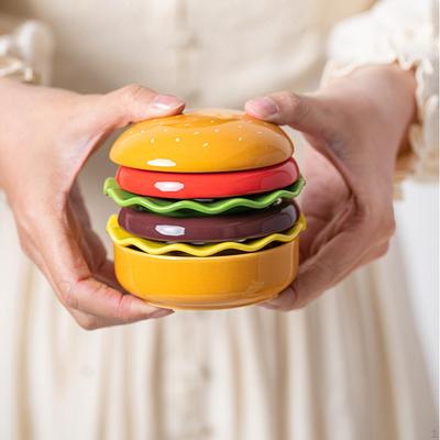 Burger Keramický jídelní servis Stohovatelný talíř Mísa Dekorativní Roztomilý Víceúčelový
