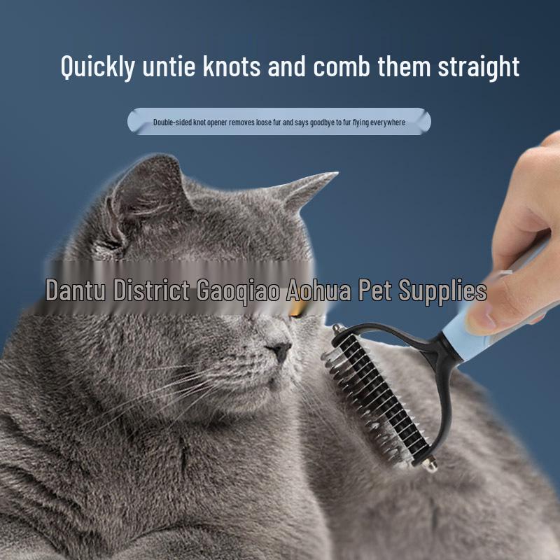 Dual-Sided Stainless Steel Pet Comb for Hair Removal & Dematting