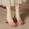 H368-6 Candy color ZA transparent high-heeled slippers women's silver summer sandals transparent crystal heel outer shoes women