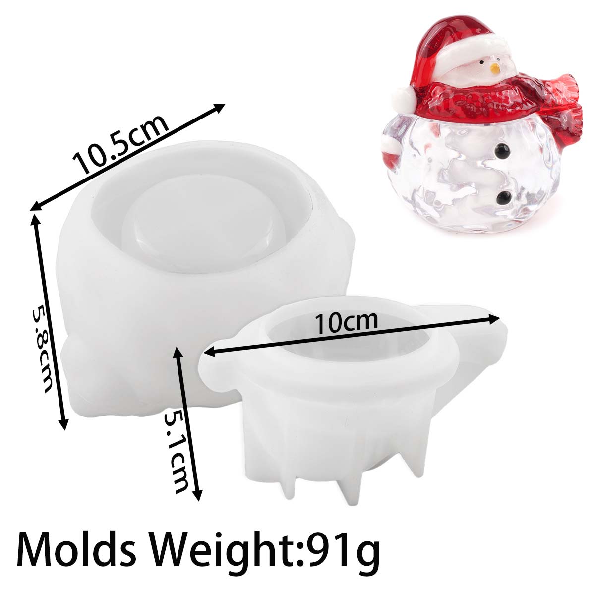

3D Форма для силиконовой свечи «Снеговик» DIY с крышкой Рождественское украшение Гипсовые формы Бетонная смола Коробка для хранения Изготовление поделок Домашний декор