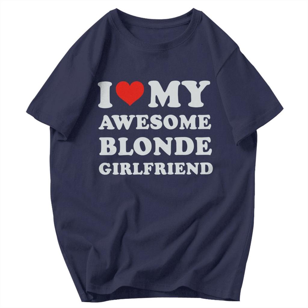Herren T-Shirt Lustig Ich Liebe Meine Heiße Blonde Freundin Tolle Pops Y2K Grafik-T-Shirts Unisex Kleidung T-Shirts