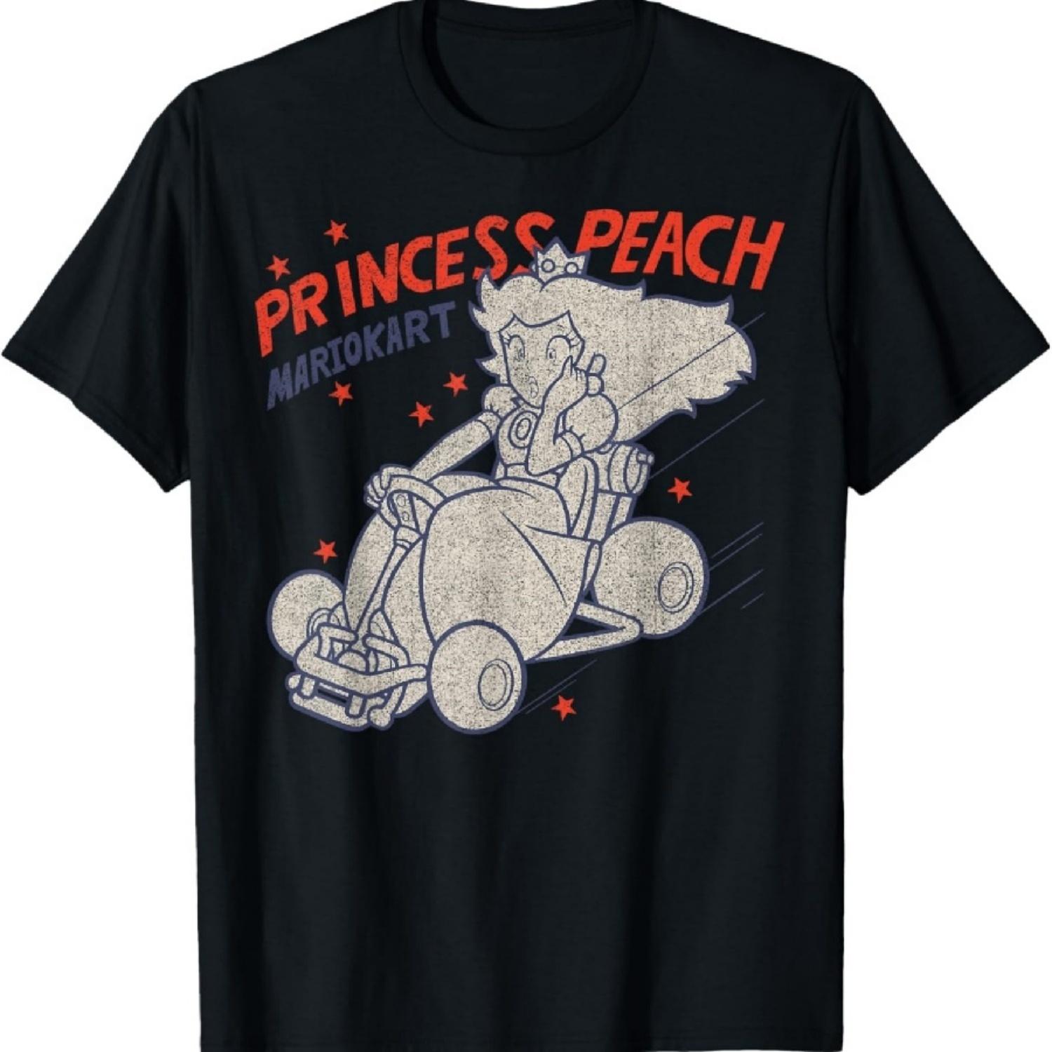 Mario Kart Princess Peach Surprised Outlined Poster T-Shirt XXXXXL разноцветный