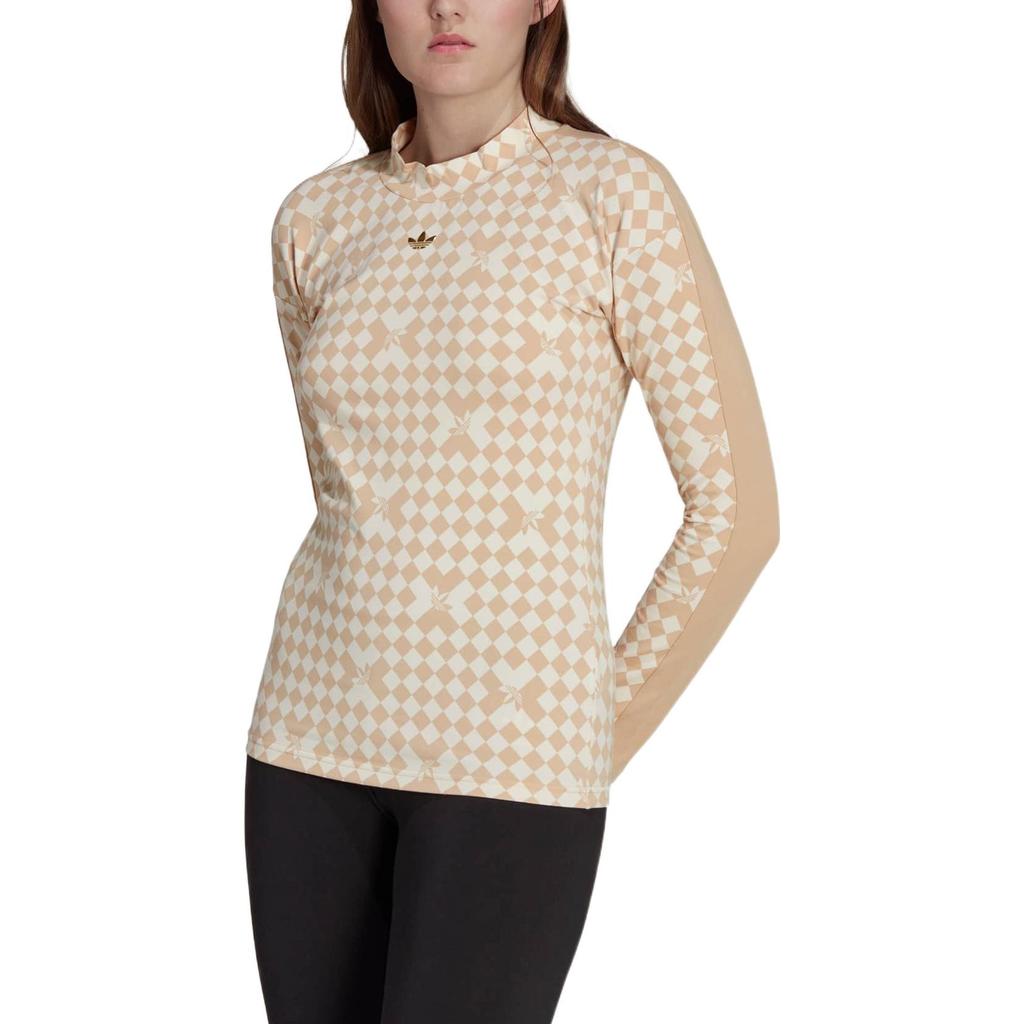 adidas Originals Pullover mit Rundhalsausschnitt Langarm-T-Shirt mit gesticktem Logo Damen Oberteile Gelb Weiß IA3915