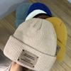 Hat Trendy Retro Sticker Couple Wool Hat for Women In Autumn and Winter Big Head Circumference Warm Korean Style Ear Protection Knitted Hat