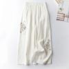 Women's Summer Thin Retro Ethnic Style Cotton and Linen Casual Pants Embroidered Comfortable Wide-legged Pants Nine Pants