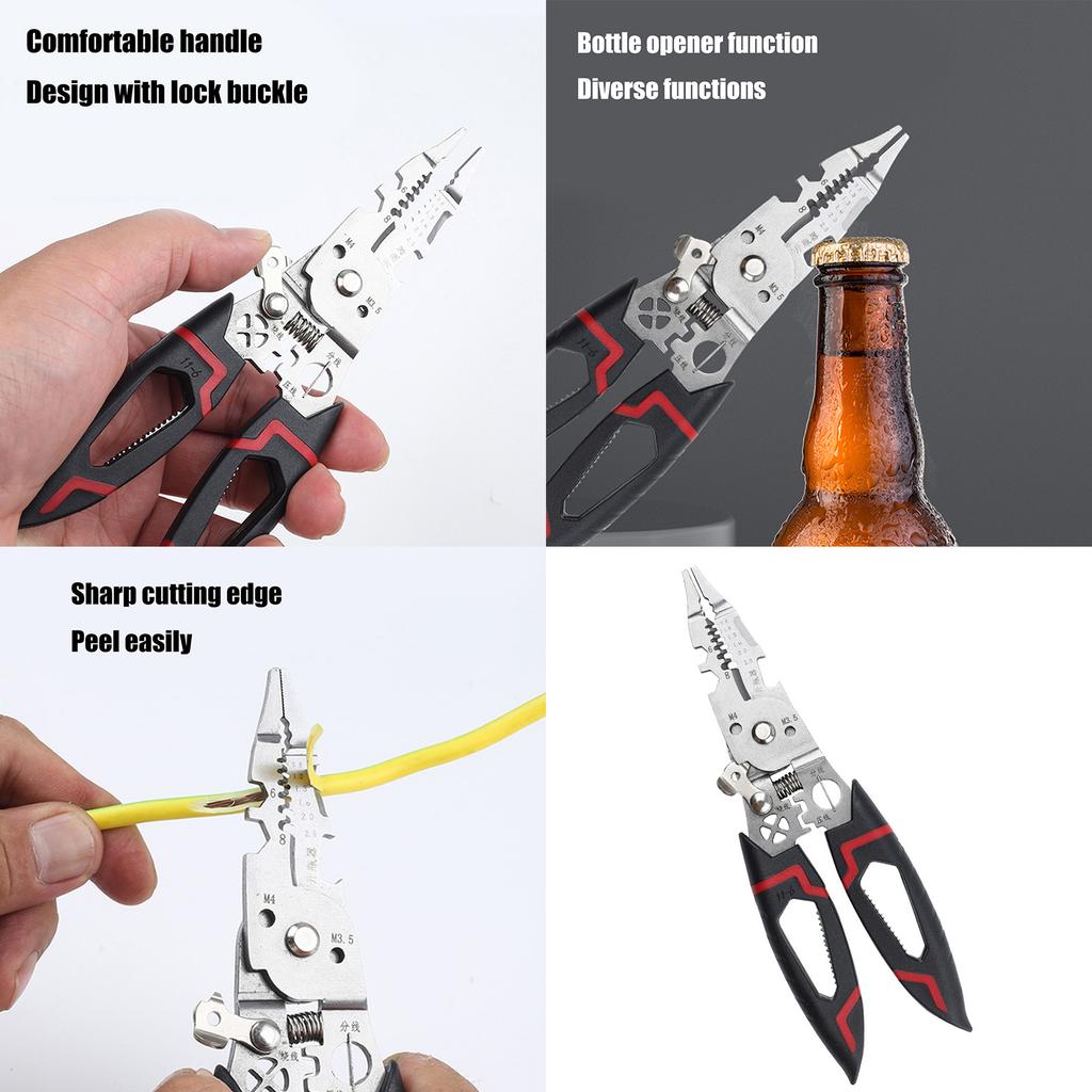 Professional 6Inch MultiFunctional Wire Stripper Crimper Cable Cutter Tool For Electrical Work And Cable Stripping