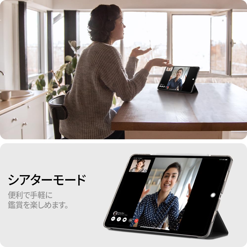 Spigen iPad Pro 11 Case, Tri-Fold, Stand Cover, Apple Pencil Storage, Charging, Slim, Lightweight, Auto Sleep, Liquid Air Folio, ACS05466 (Black)