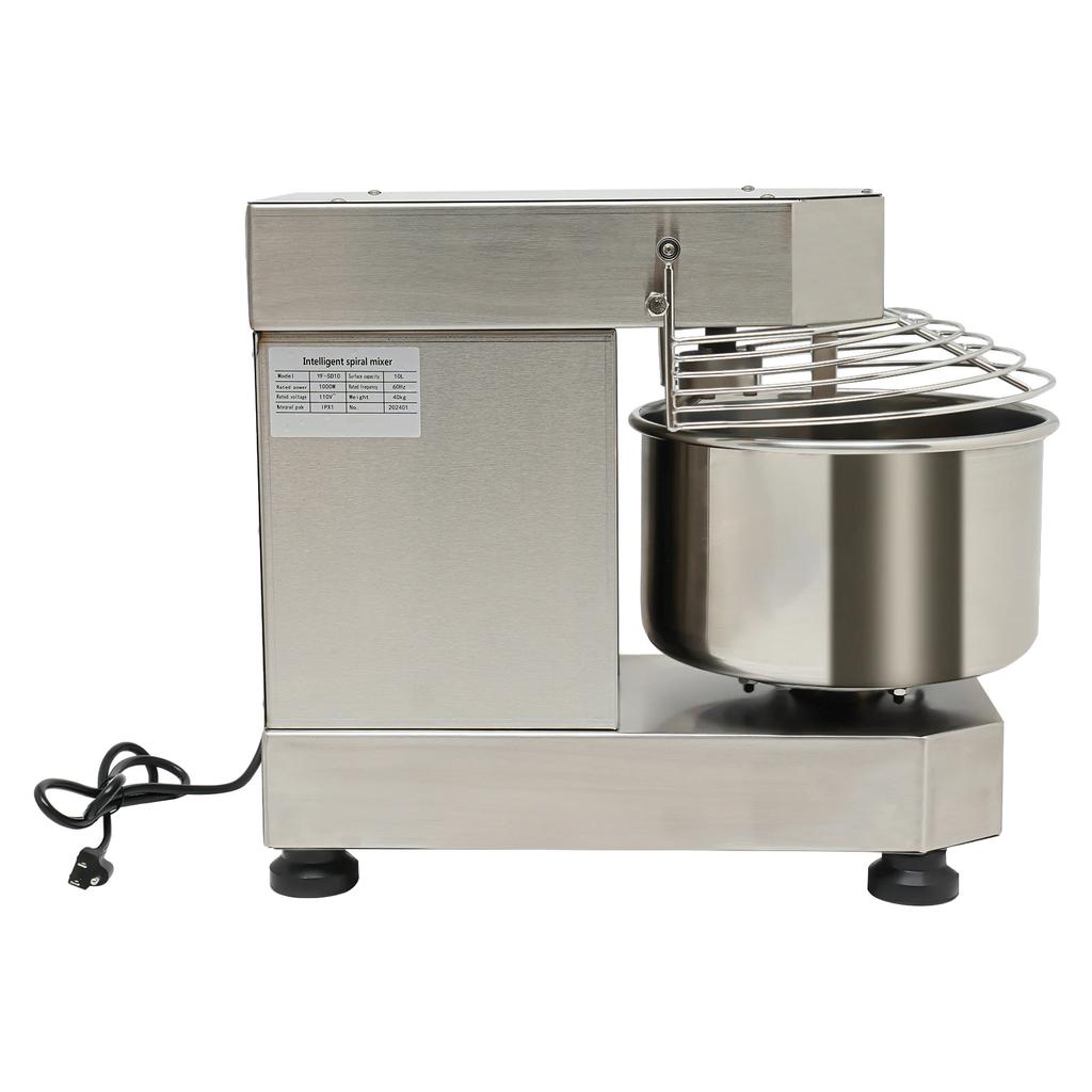 750W Electric Kitchen Mixer, Commercial, Stainless Steel Bowl with Safety Guard, 10L/2.6 Gallon Stand Mixer, Baking Equipment
