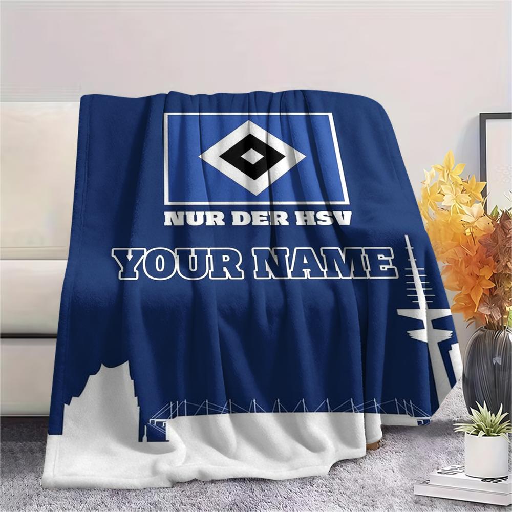 1PC Custom Name Hamburger SV Patterned Flannel Blanket Suitable For All Seasons for Home Decor Warmth and Comfort Gifts Holiday Present