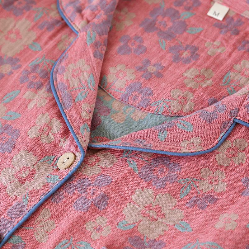 Women's Retro Jacquard Cotton Pajama Set – Spring/Autumn Long Sleeve Casual Homewear