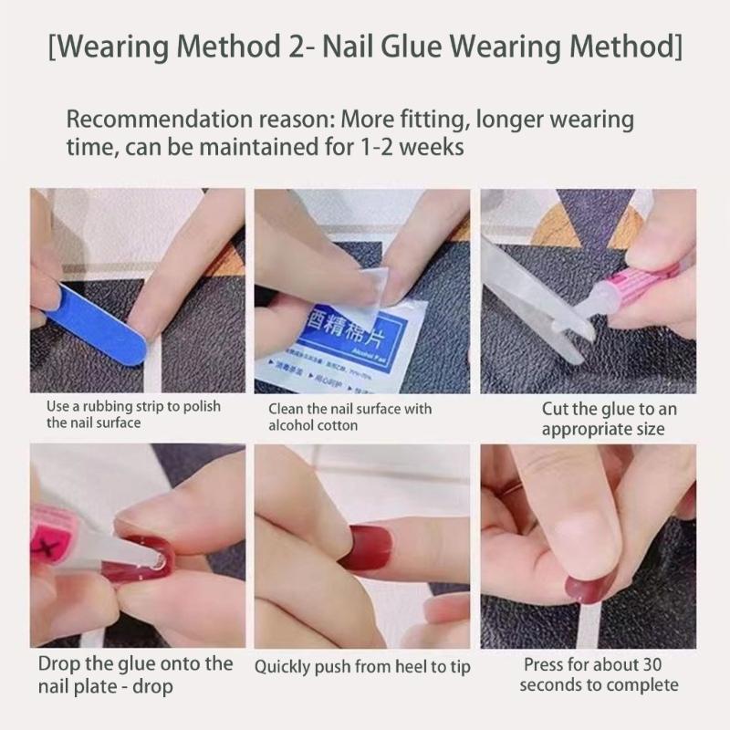 Handmade Gothic Short Press On Nails Round False Nails DIY Craft Manicure Decoration for Women and Girls