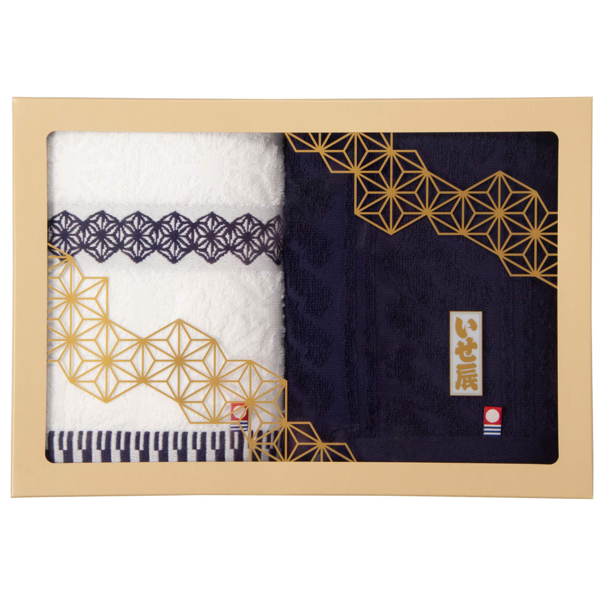 

Nishikawa Towel Gift 2 Face Auspicious Japanese Patterns Good Hemp Leaf Yoshiwara Tsunagi Suitable for a Wide Range of Made in Japan by TT89203060NV