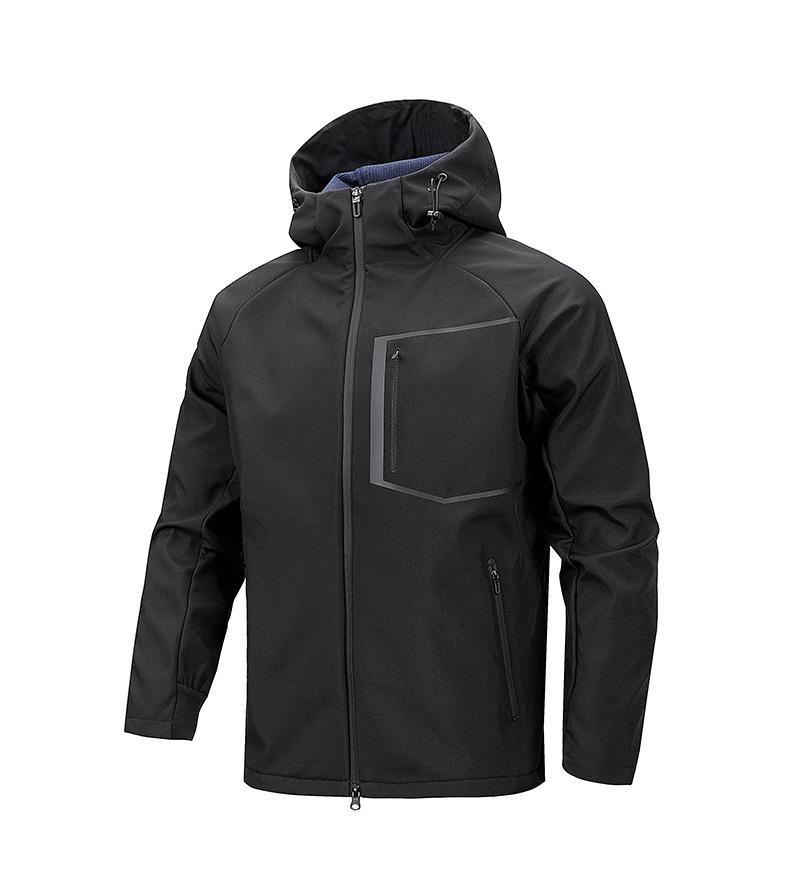 Men's Hooded Quick-Dry Outdoor Softshell Jacket - Three-Proof, Loose Fit, Plus Size, Multi-Pocket, Versatile Sports/Fitness Style