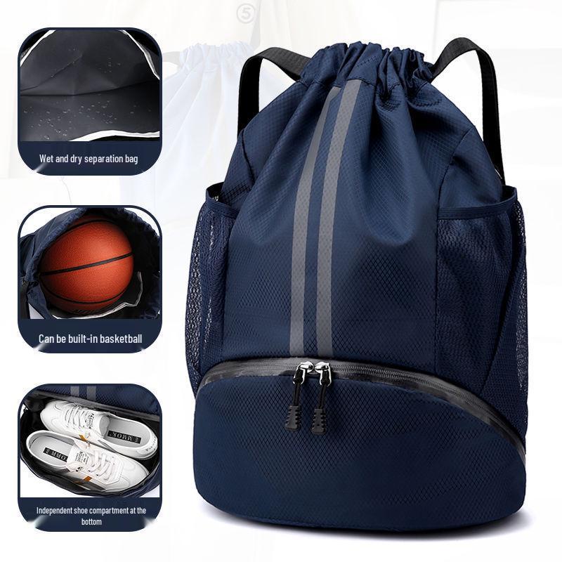 Sportbeutel mit Kordelzug und Nass- und Trockenfächern für Basketball, Fußball, Schwimmen - Unisex Leichter Rucksack