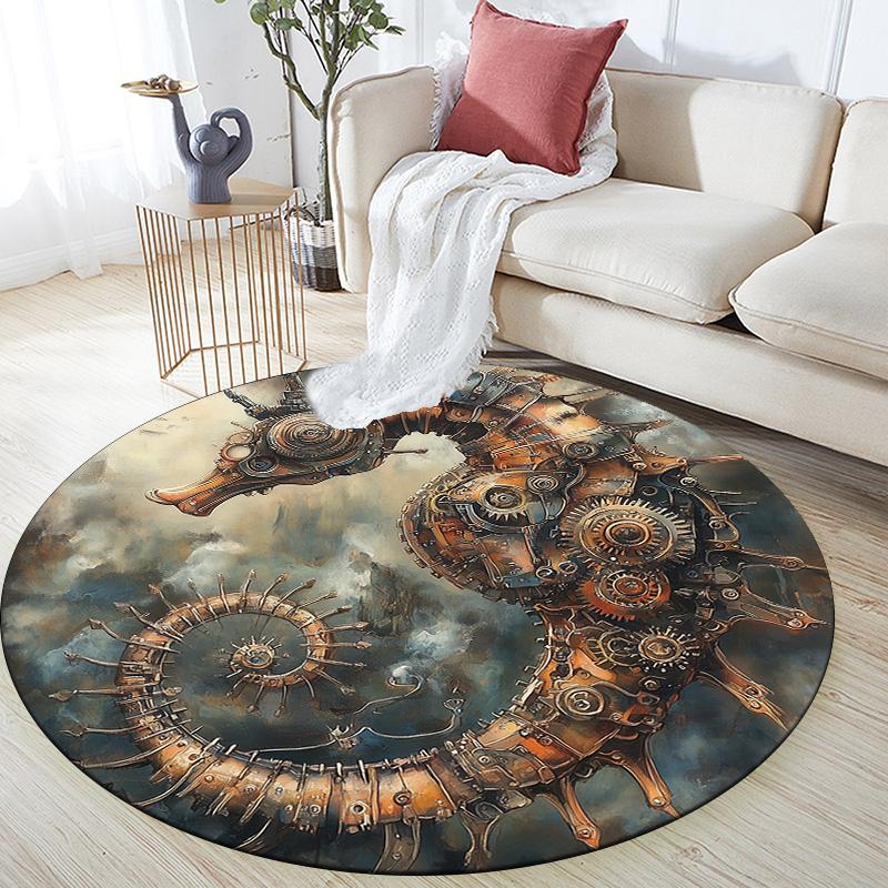 Seahorse,Round Area Rug,Carpet Rug for Living Room Bedroom Sofa Playroom Decor,Non-slip Floor Mat