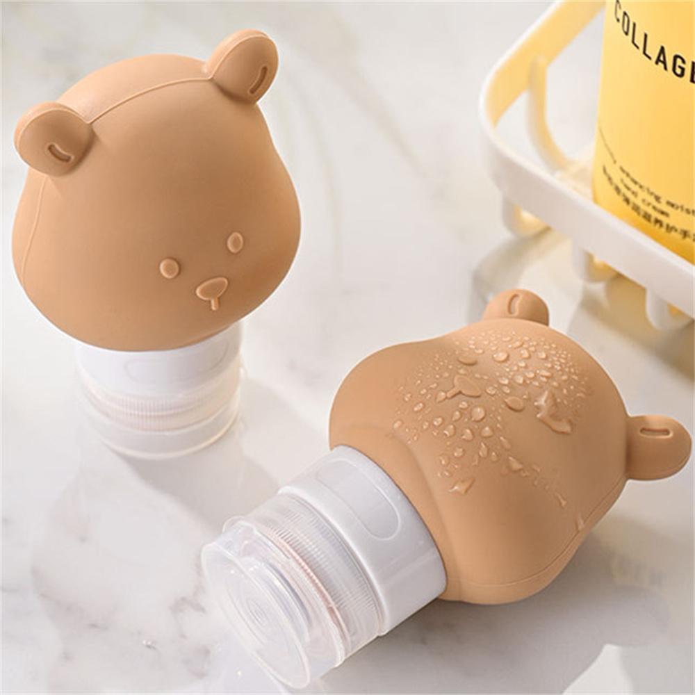 80ml Cartoon Bear Silicone Lotion Dispenser Bottle Portable Travel Empty Pump Bottle Shampoo Dispenser Refillable Bottles