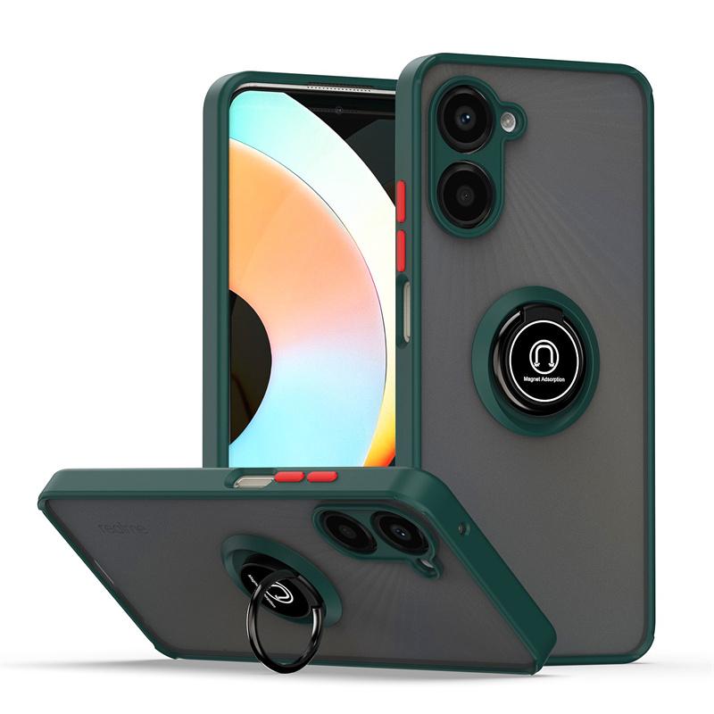 Shockproof Magnetic Matte Case For Realme 11 10 Pro Plus 9 8 7 Pro 5G 9i 8i C35 C33 C31 C30 C21Y C55 C53 Ring Stand Phone Cover