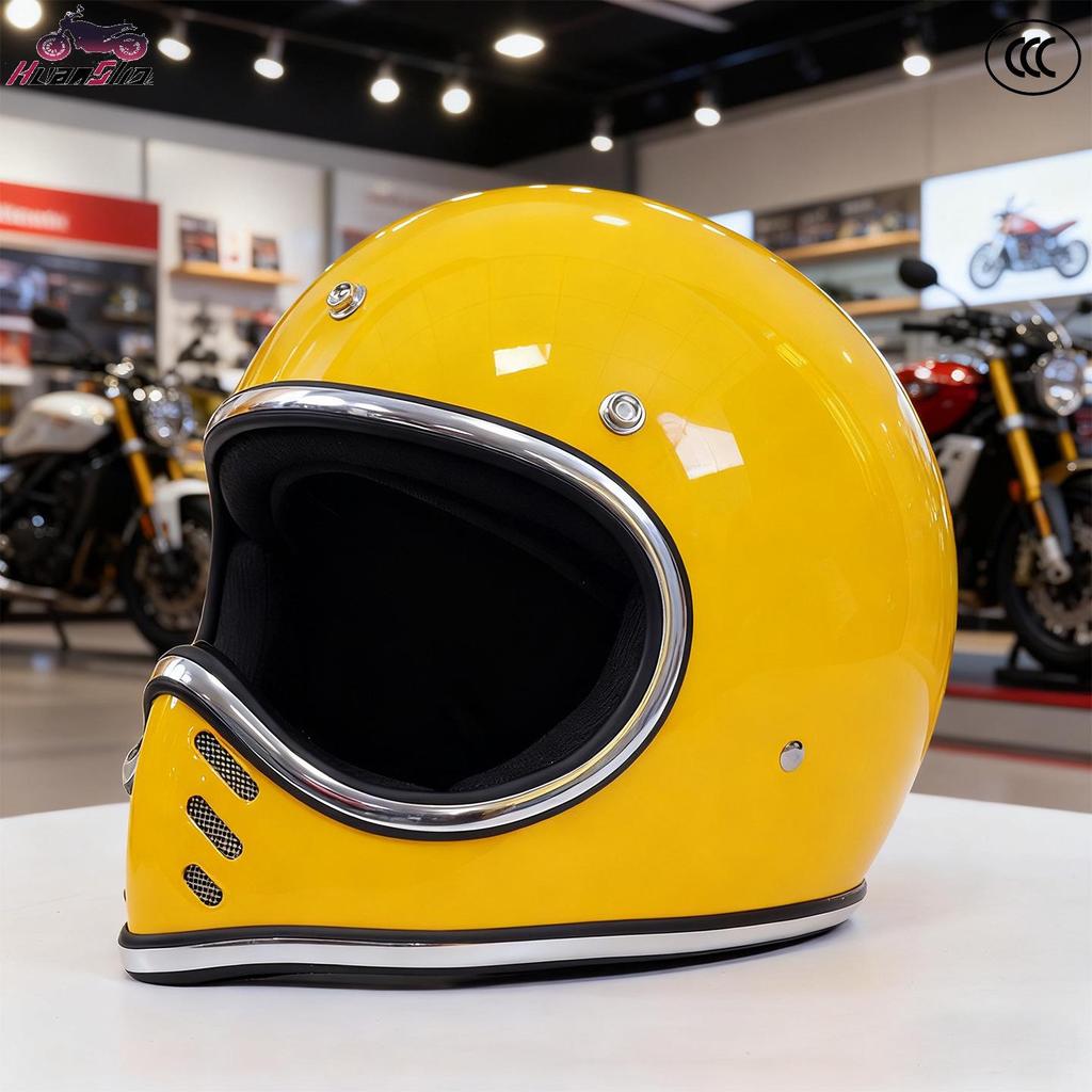 Retro Japanese Cruiser Fiberglass Full Face Motorcycle Helmet