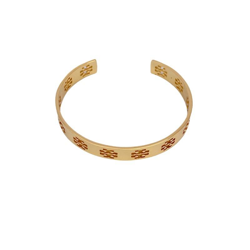 Chic European & American Luxury Metal Bangle with Hollow English Letters
