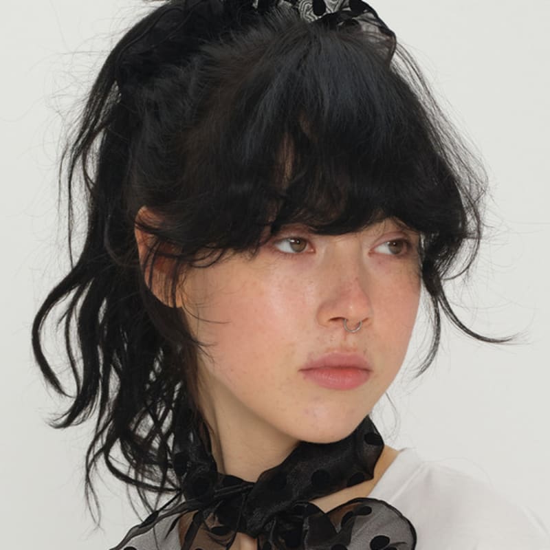 Eireve POLKA DOT ORGANZA SCRUNCHIE (BLACK)