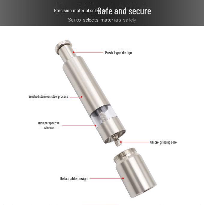 Stainless Steel Manual Spice Grinder - Mini Press for Pepper & Coarse Salt