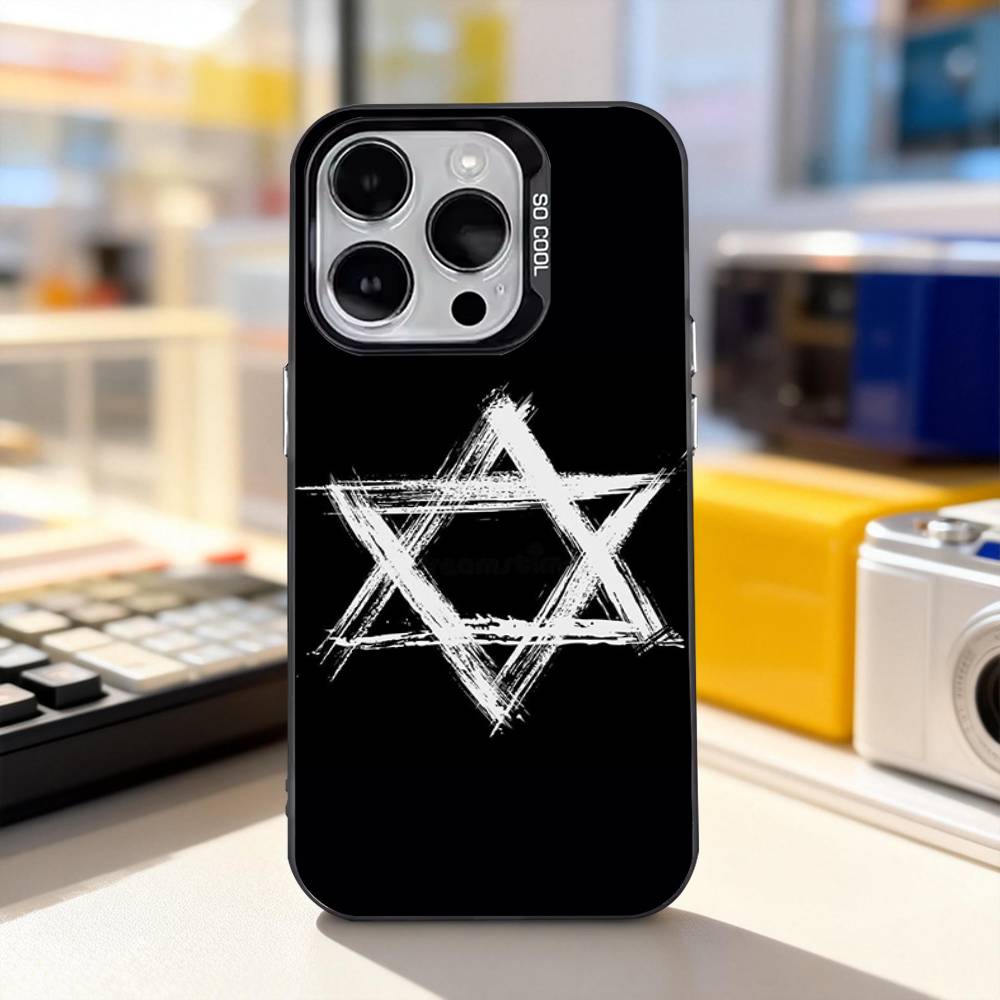 I-Israel Flag Emblem MAP For iPhone 17,16,15,14,13,12,11,Pro,Max,Plus,E,Air,Mini Anti Fall Black Matte Hard Bumper Phone Case