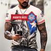 Summer Round Neck Puerto Rico Flag Pattern 3D Print Top Fashionable Casual Short Sleeved Men's T-shirts