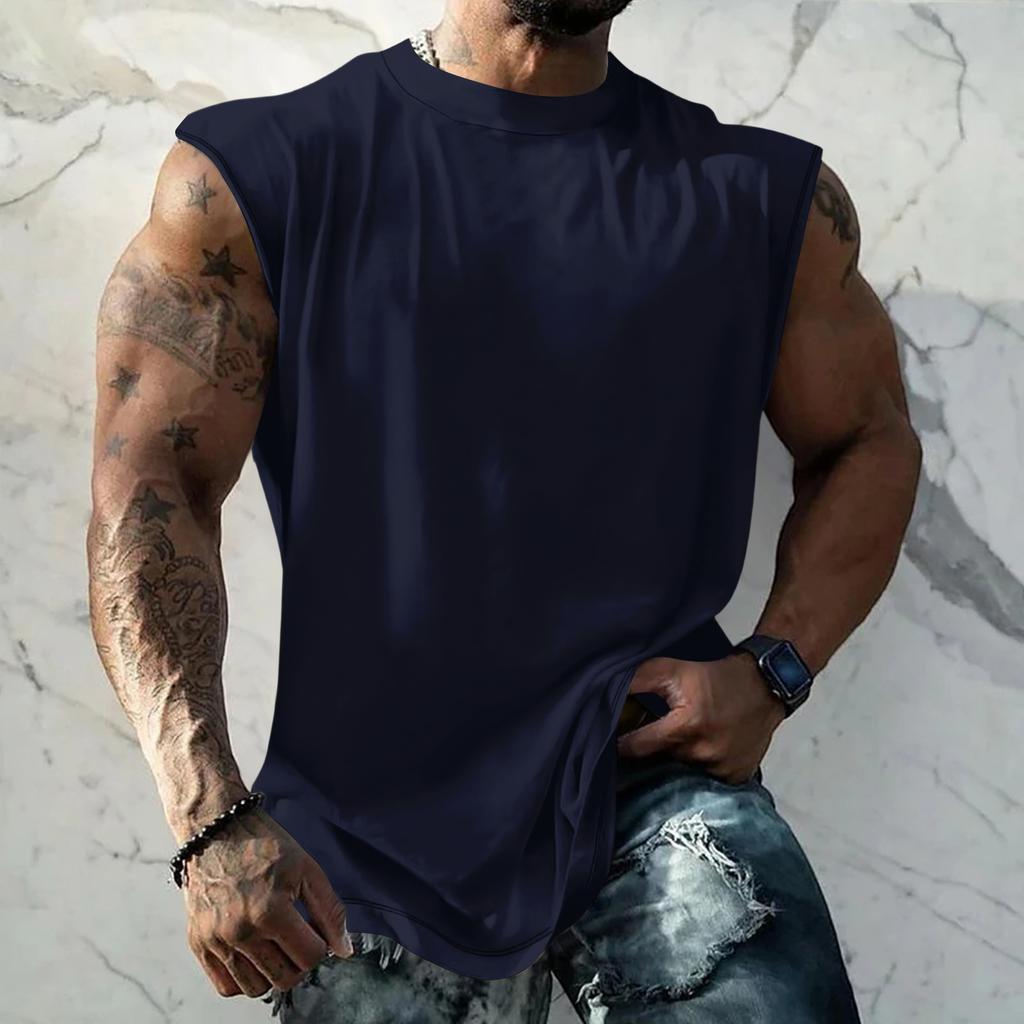 Men Sleeveless Tank Top Muscle Shirt Loose Fit Basic Solid Color Casual Summer Workout Vest for Daily Use
