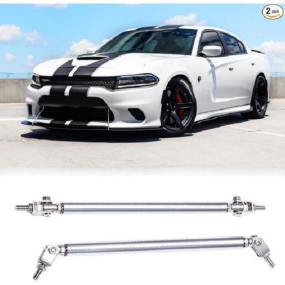 2PCS Front Bumper Lip Splitter Strut Rod 8  -11   Adjustable Splitter Silver