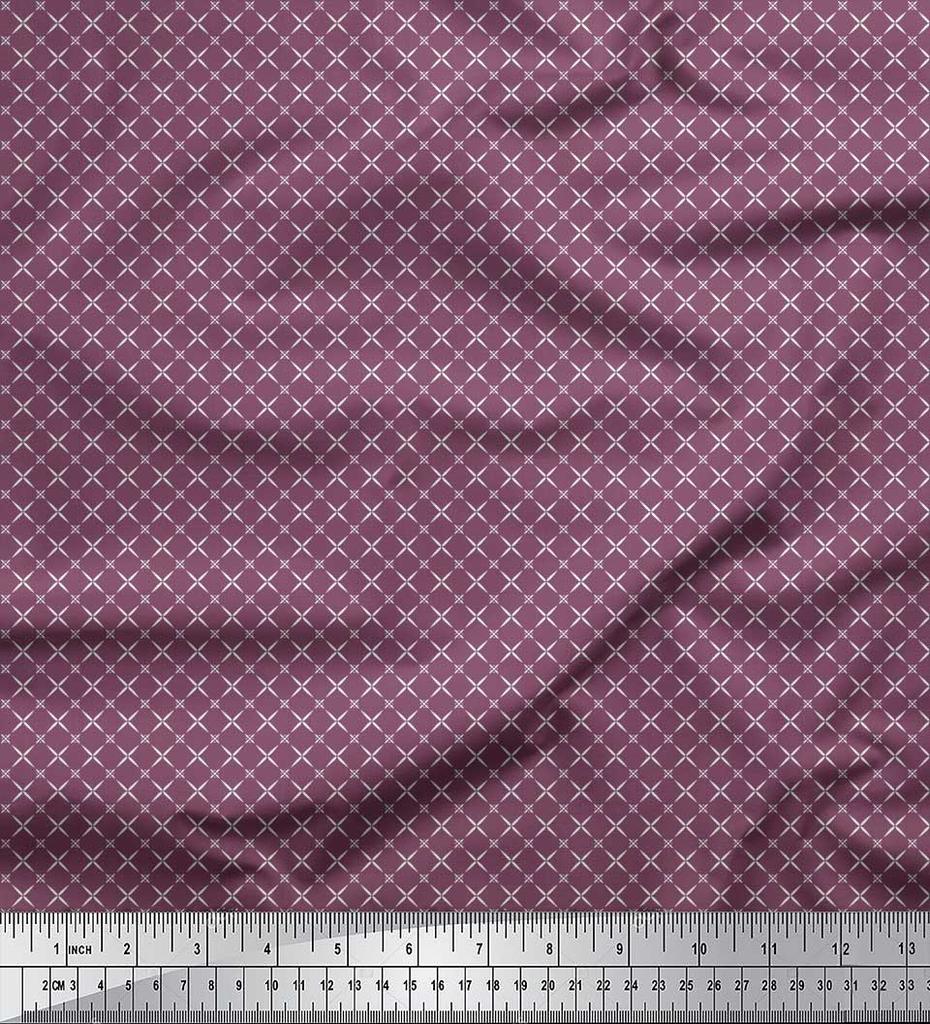 Soimoi Japan Crepe Satin Fabric Geometric Small Print Fabric by Metre 42 Inch