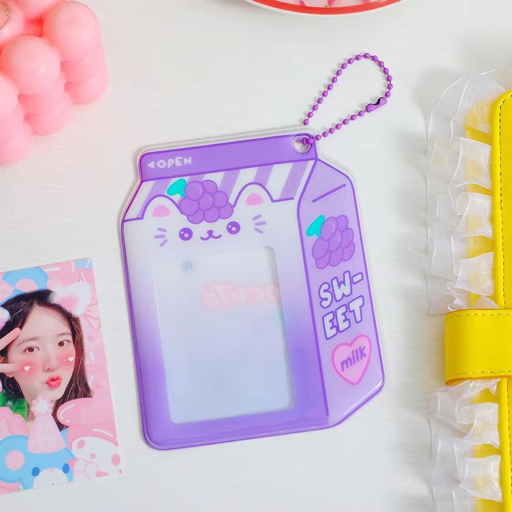 Kawaii Milk Bottle Pocard Holder 3inch Korea Card Set Cartoon Cute Po Star Chasing Student Girl Bus Card Storage