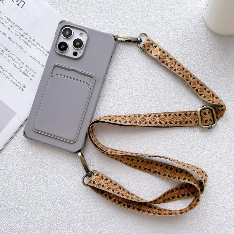 Vintage Strap Case For iPhone 16 14 11 12 Mini 13 Pro Max X XS 7 8 15 Plus Crossbody Lanyard Neck Cord Silicone Card Slot Cover