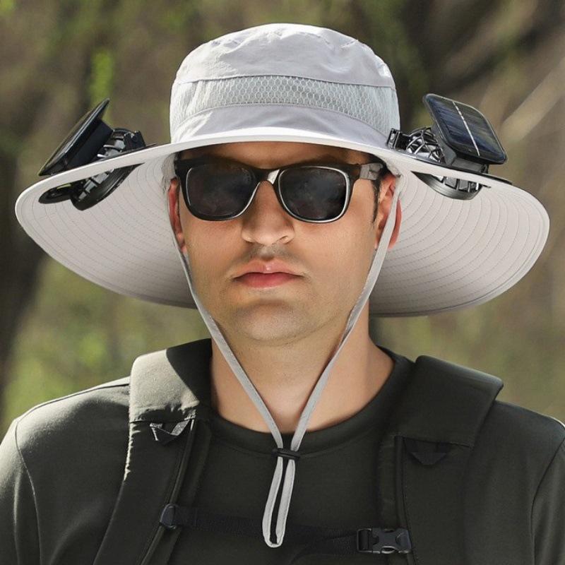 Unisex Solar-Powered Cooling Sun Hat - Large Brim for Outdoor Activities