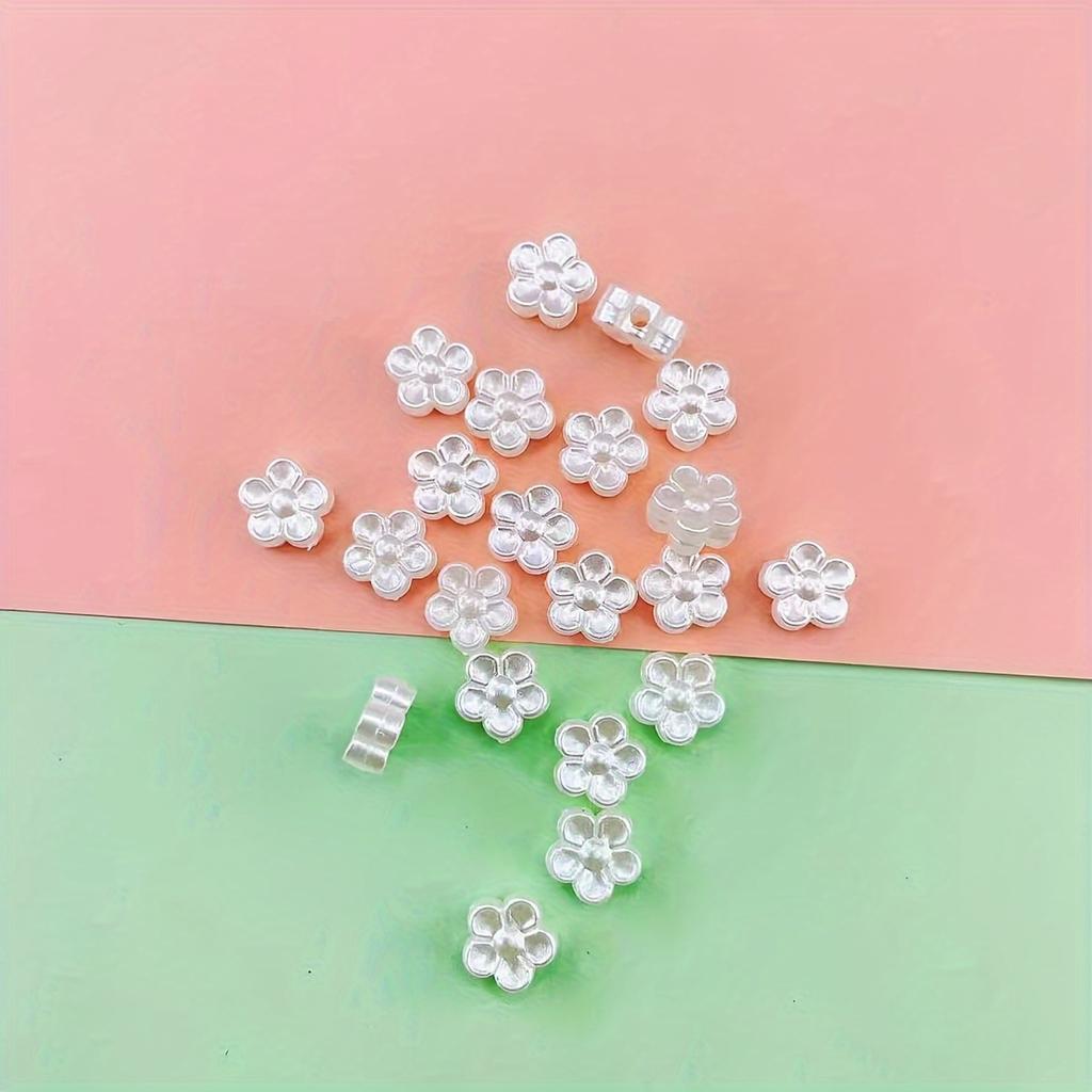 100Pcs 9Mm White Small Flower Beads Jewelry Making Diy Handmade Necklace Bracelet Key Chain Accessories