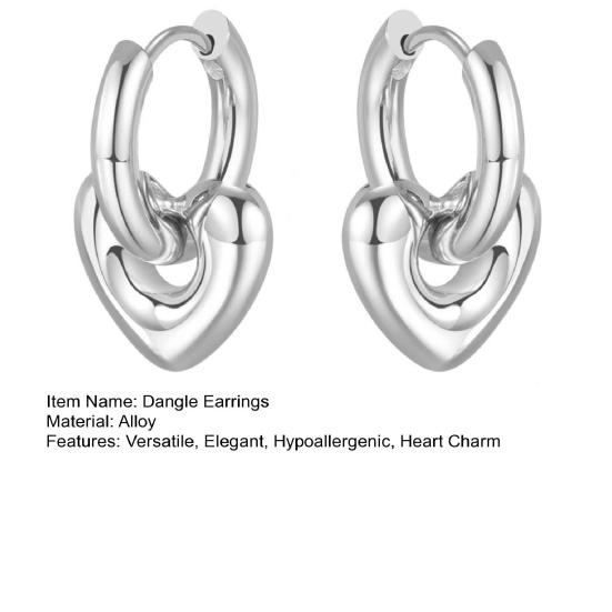 Heart Dangle Earrings Women Drop Earrings with Heart Charm Hypoallergenic Earrings Jewelry Gift for Her Girlfriend Valentine's Day