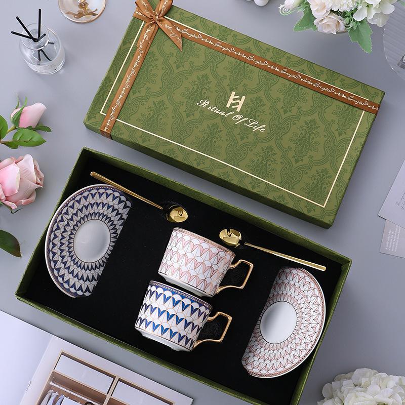 Light Luxury Coffee Cup And Saucer Set, Wedding Gift, Ceramic Bone China High-End Exquisite Latte Cup, Afternoon Tea Coffee Cup