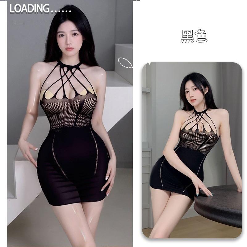 Pure desire large size sexy erotic underwear suspender hollowed out backless neck line cross perspective free hip wrap skirt